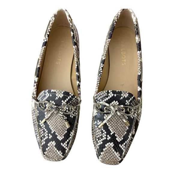 Talbots Shoes - Talbots sz 8 Becca Snakeprint Leather Loafers Flats with Bow Excellent !